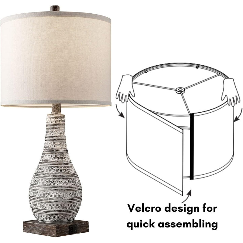 Dakota Fields Auckland Wood USB Table Lamp Wayfair